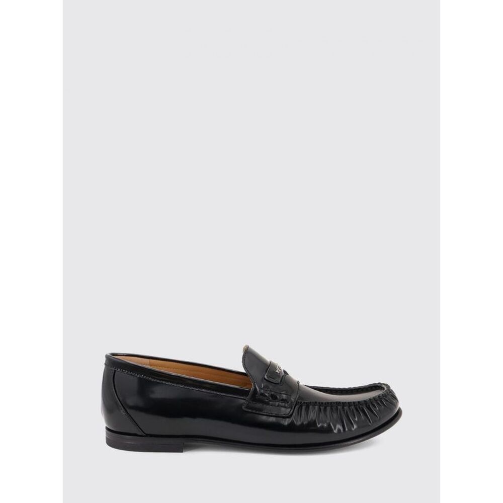 Fendi Men Fendi Brushed Calfskin Penny Loafers With Metallic Lettering Logo